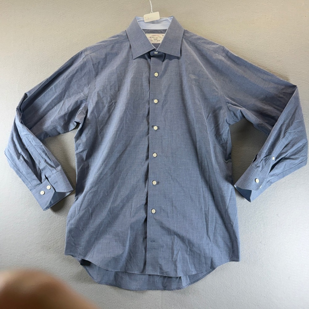Lorenzo Uomo Mens Trim Fit Dress Shirt‎ Blue 100% Cotton 16 32/33 Spread Collar